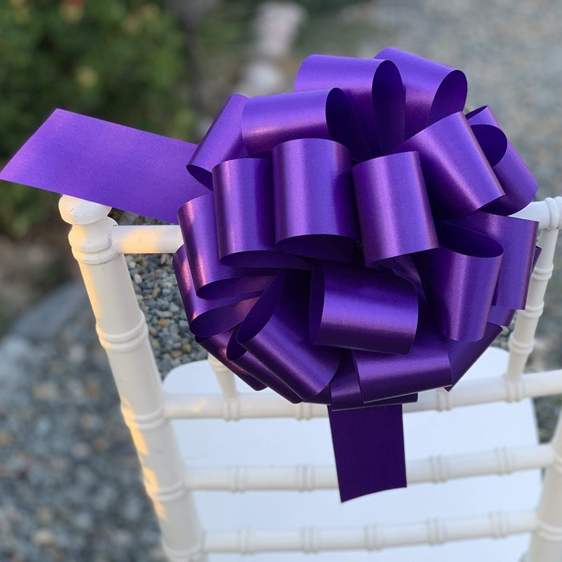 GiftWrap Etc. أقواس سحب كبيرة من الشريط الأرجواني - 9 بوصة واسعة، مجموعة من 6، عيد الحب، ماردي غرا، أقواس كبيرة للهدايا، سلة الهدايا، التوعية بالسرطان، عيد الفصح، الربيع، الهالوين، عيد الميلاد - Image 3